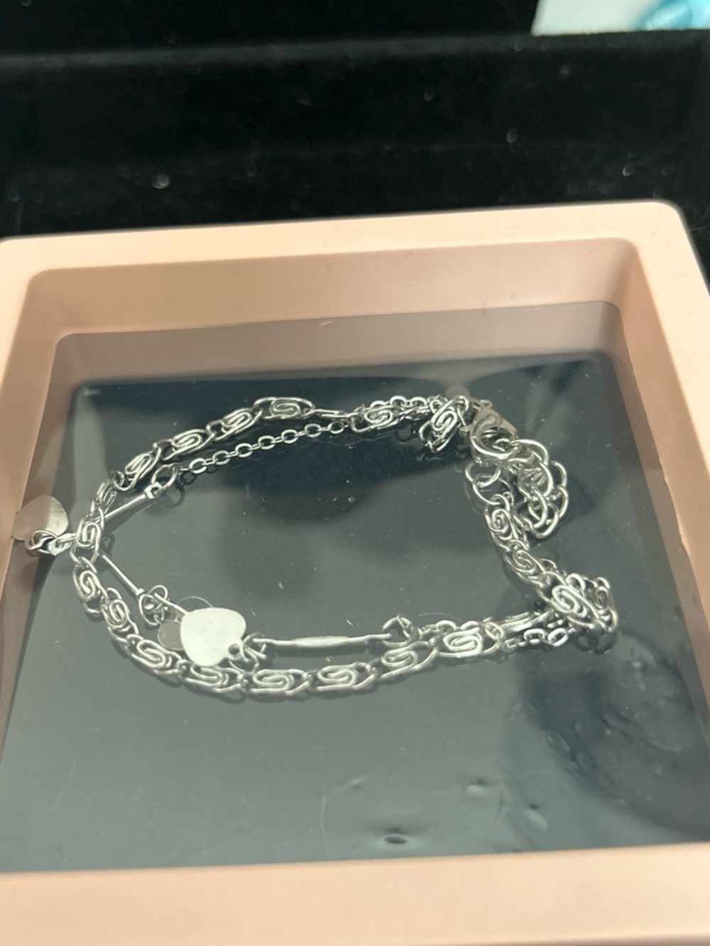 Silver color Multi-Chain Heart Charm Bracelet - Women Jewelry